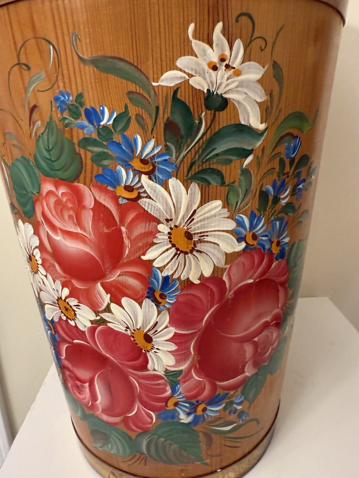 VTG Wood Umbrella Cane Plant Stand Handcrafted Painted Country Farmhouse 24"