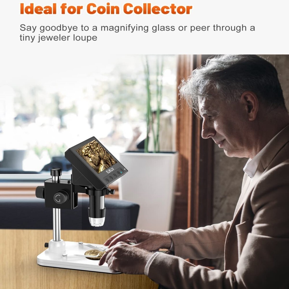 Elikliv 4.3" LCD Digital Microscope 1000X USB Coin Microscope Soldering Used