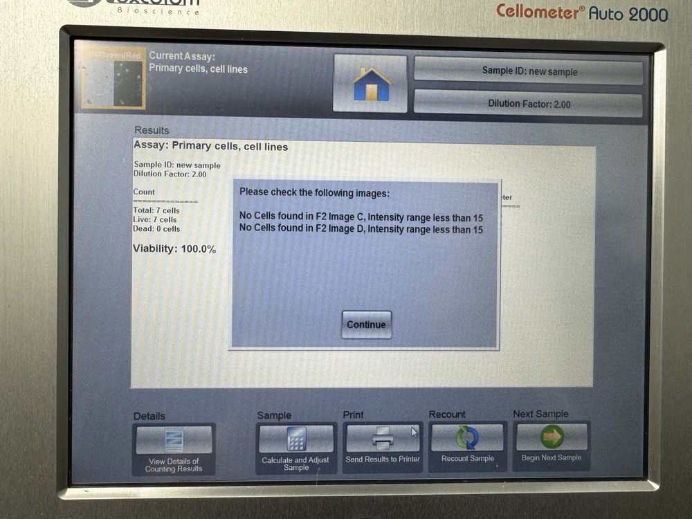 Nexcelom Cellometer Auto 2000 Cell Viability Counter Profiler (works)