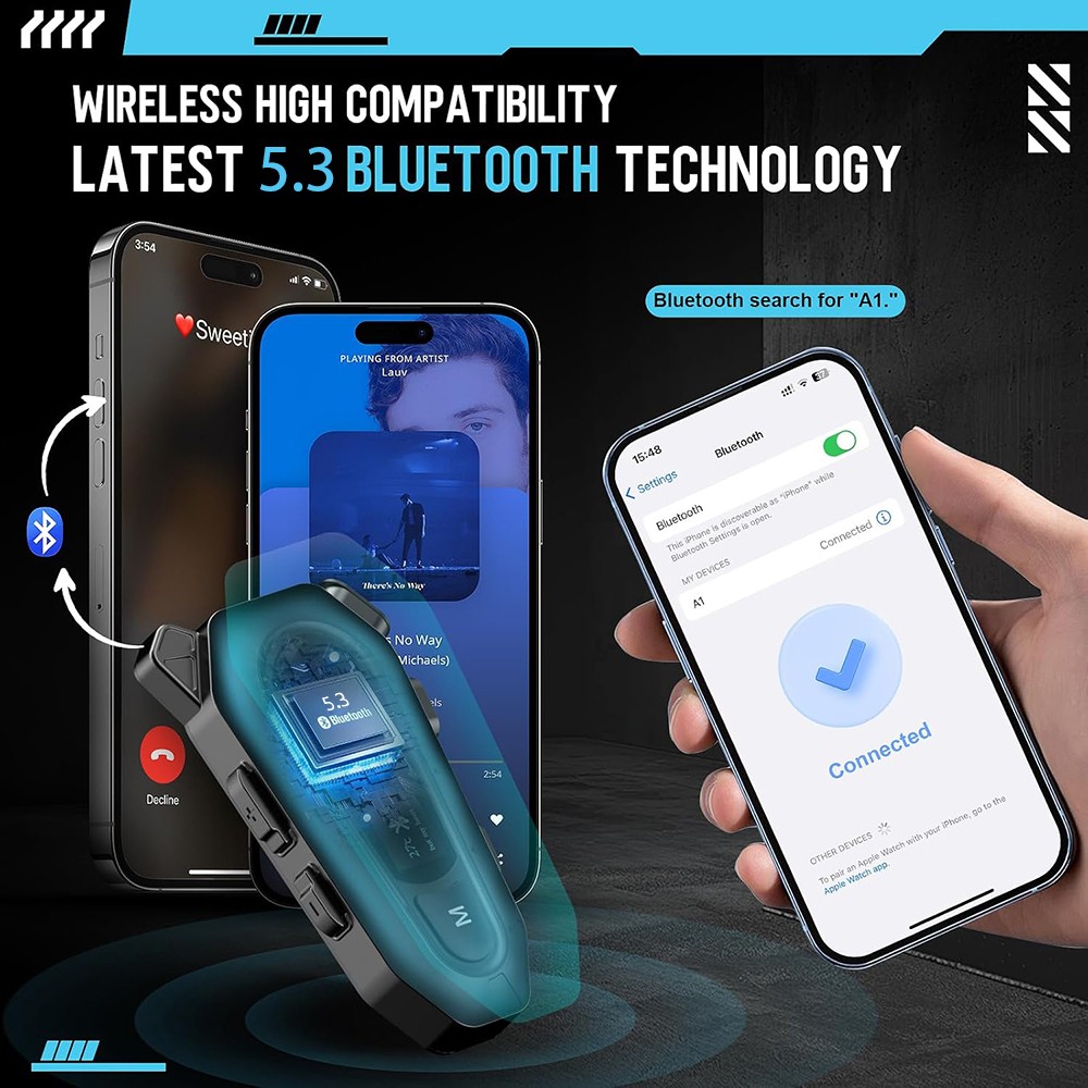 Bluetooth Headphone Motorcycle Helmet Intercom Headset Interphone Handfree Call