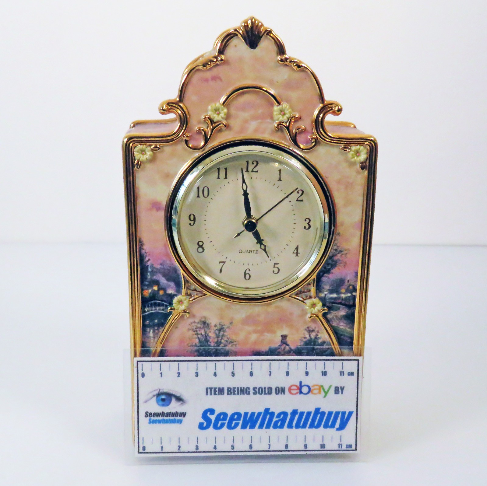 Bradford Exchange Thomas Kinkade Lamplight Lane Heirloom Porcelain Clock Ltd Ed