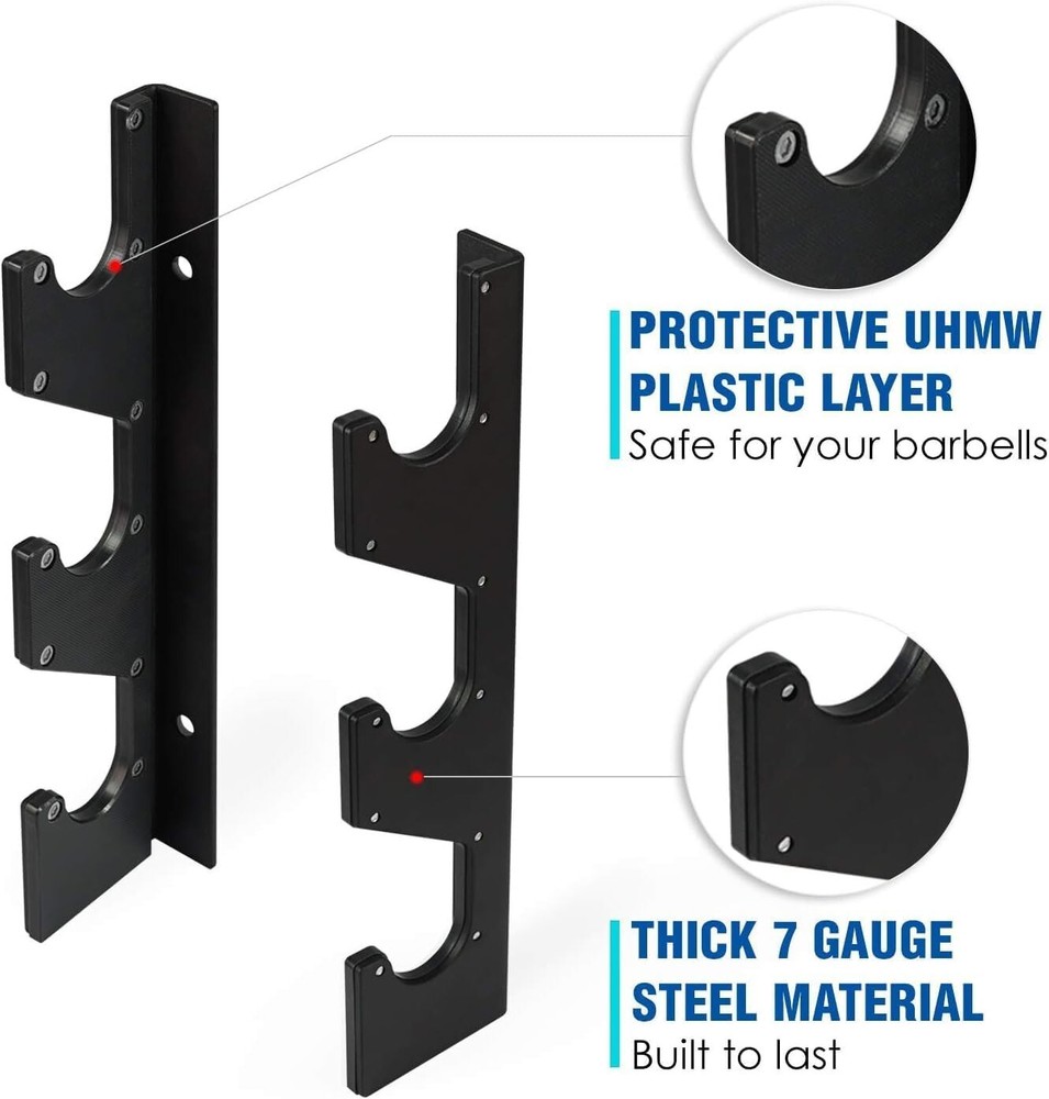 Vertical Barbell Storage Rack - Durable Olympic Holder with Protective Padding