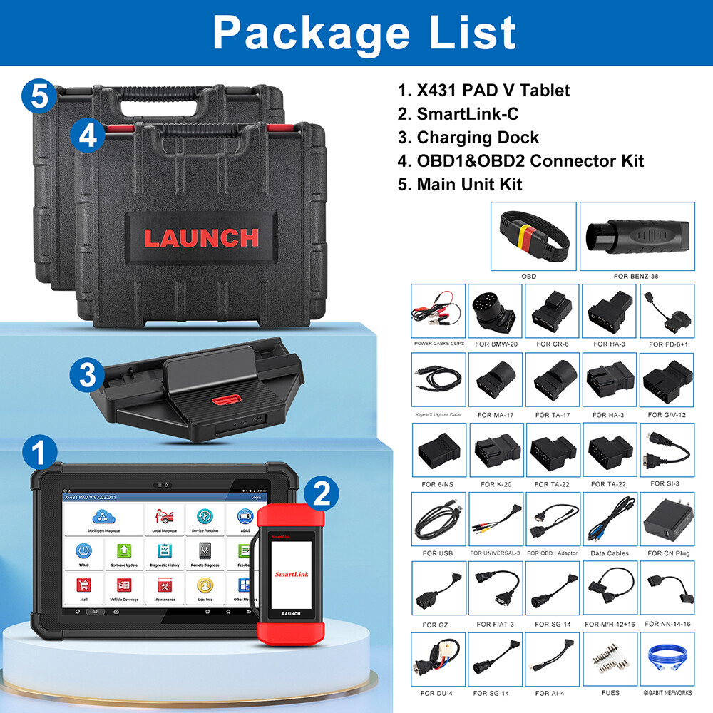 LAUNCH X431 PAD V + VII PRO 5 Car Diagnostic Scanner Tool Programming Key Coding