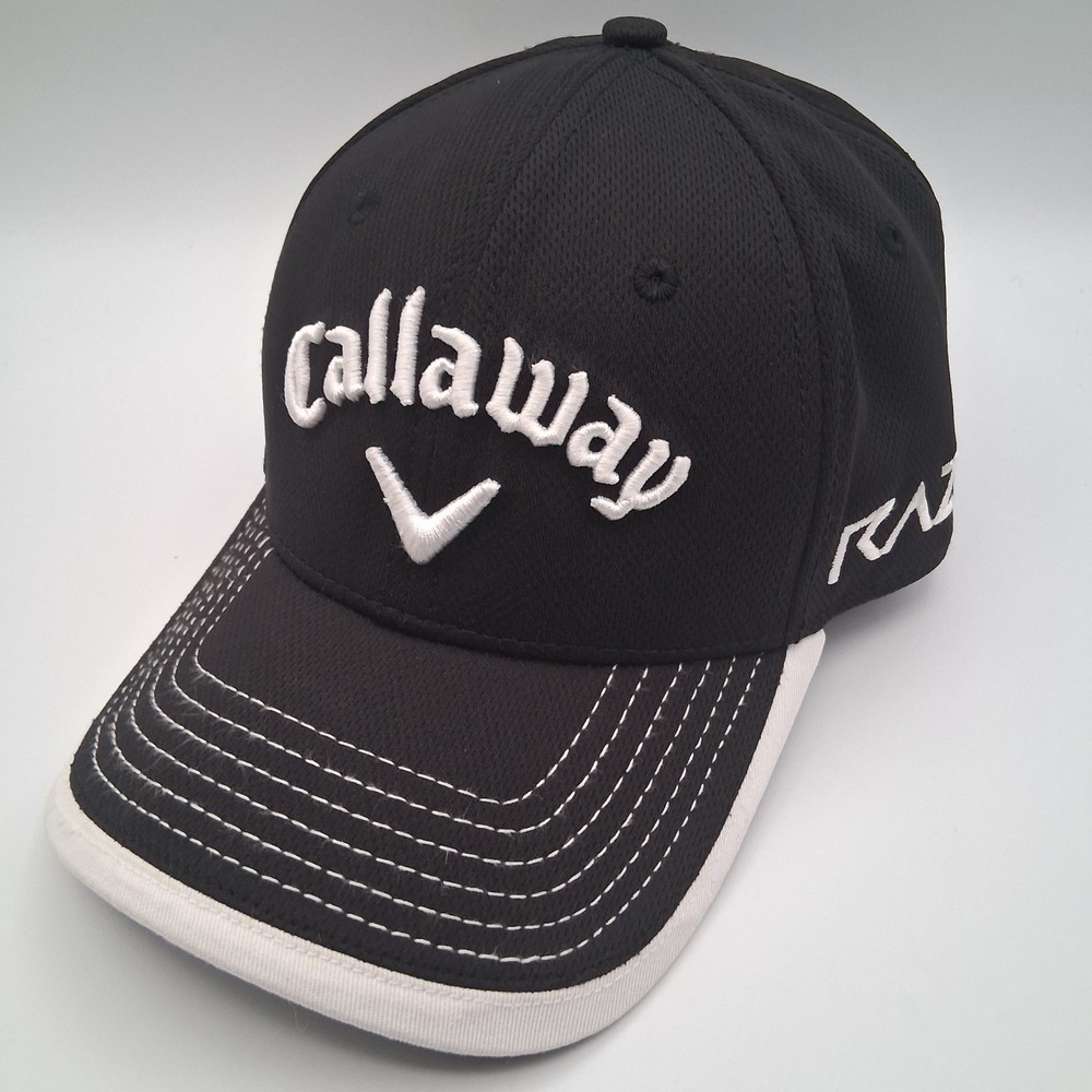 Callaway Odyssey Hex Black Tour Razr Hat Cap Strap Back White Red Script Logos