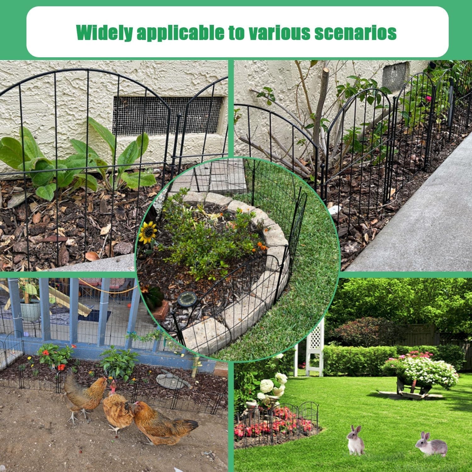 20 Pack Garden Fence 21in x21.6ft Rustproof Metal No Dig Fence Animal Barrier