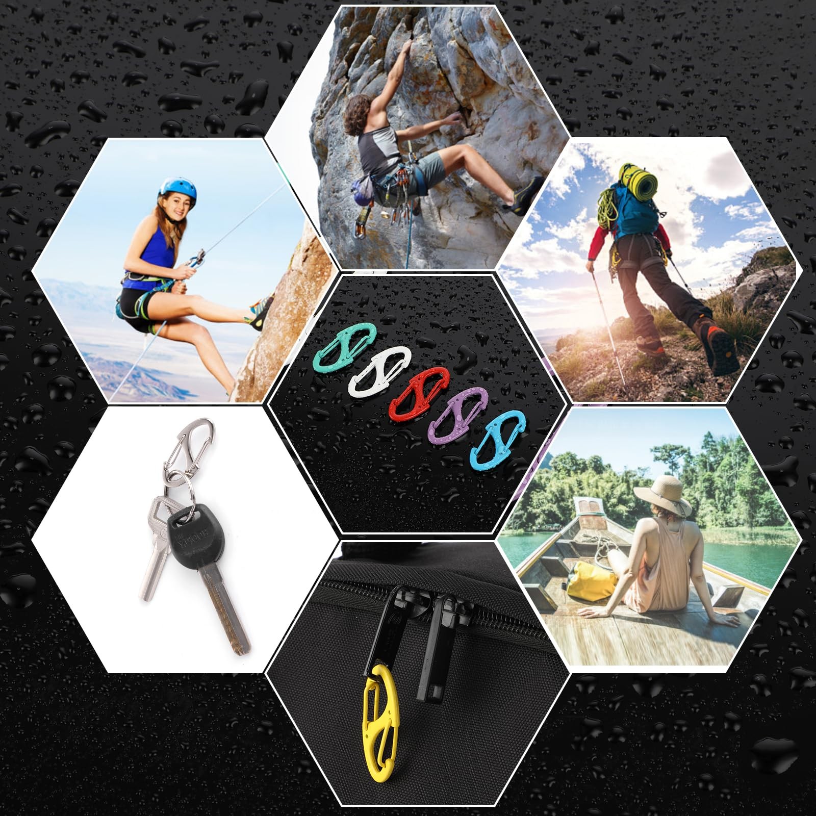 20 PCS Aluminum Carabiner Clips 1.6 Inch D Clips Ring Small Carbineers Keycha...