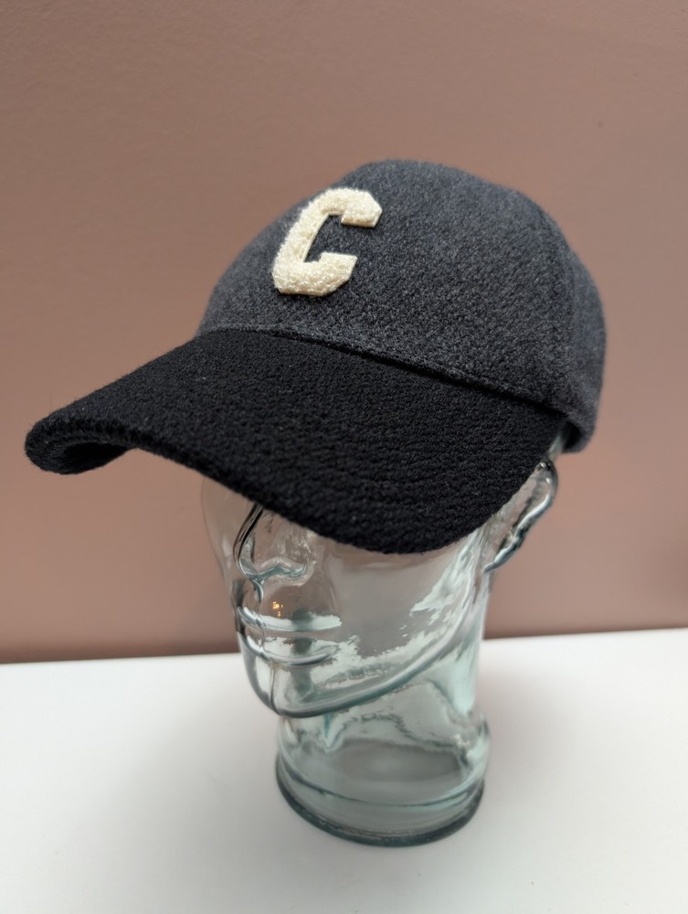 Celine Initial Baseball Cap In Wool Grey And Black - Size Small