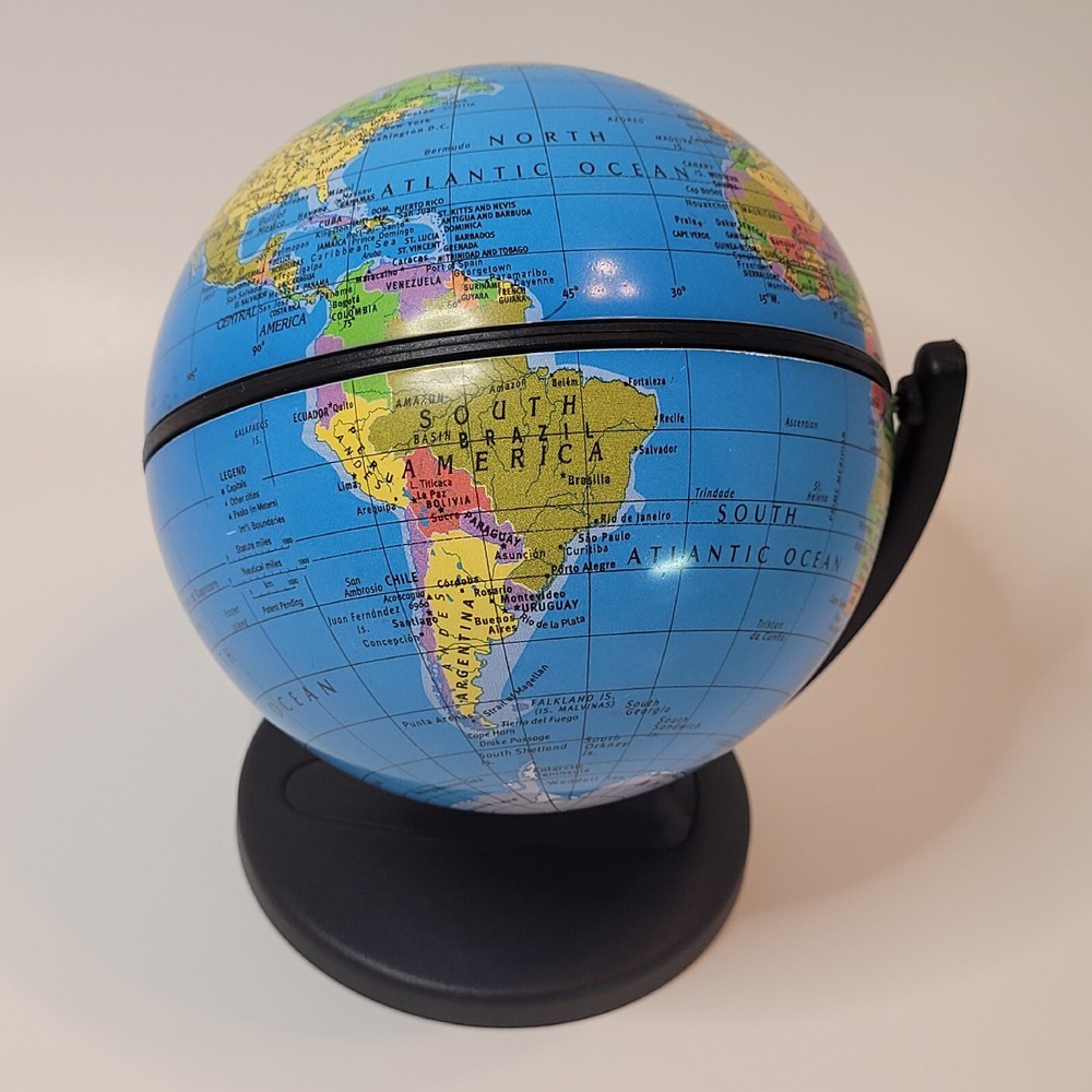 Replogle Desktop Mini Spinning Globe Dual Direction 2001 Desk Accessory 5.5"