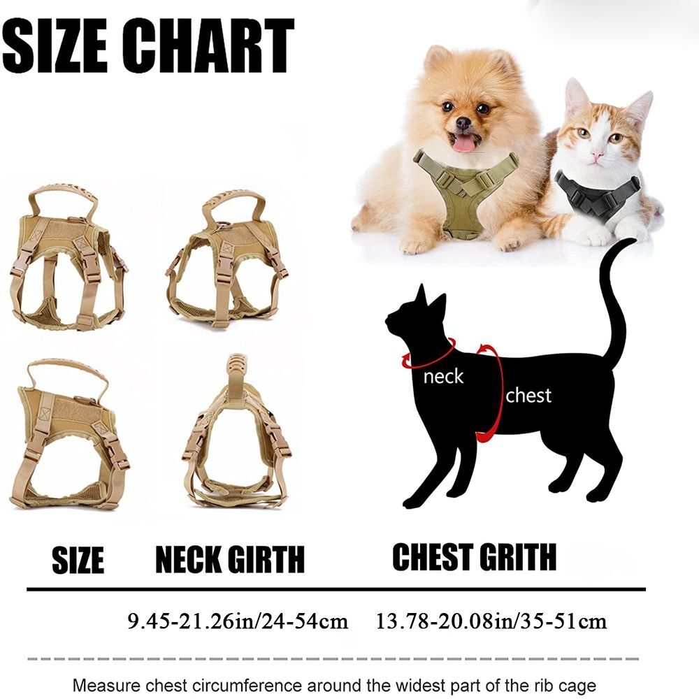 Nylon Tactical Cat Harness Walking Adjustable Pet Vest for Large Cat Small Dog