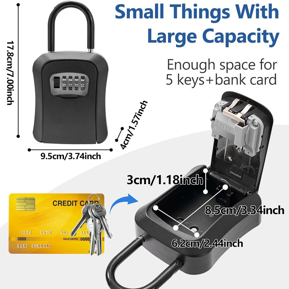 Safe Box Outside Combination Backup Keys Lockbox Portable Wall Mounted Key Lock