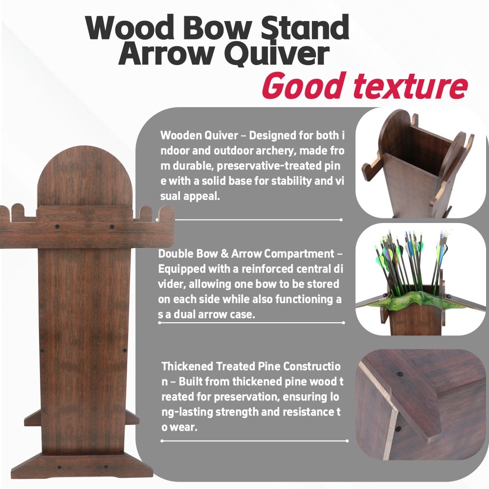 Solid Wooden Quiver Bow Stand Thickened Shoot Target Practice Archery Arrow Case