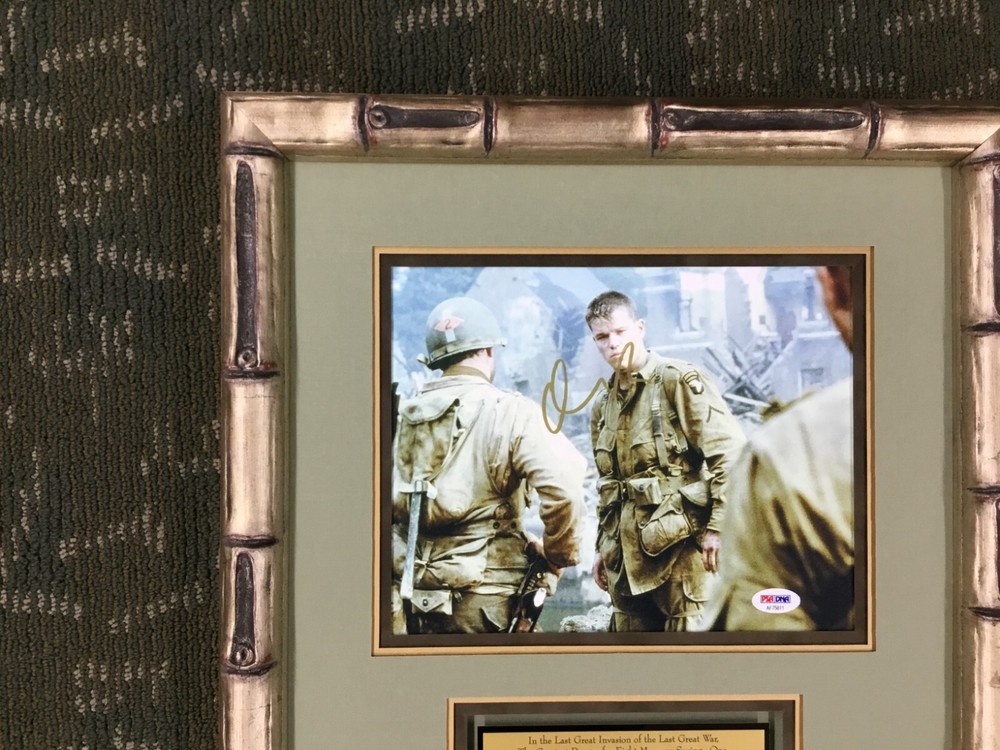 Matt Damon Signed Saving Private Ryan Photo Custom Framed Display PSA/DNA COA