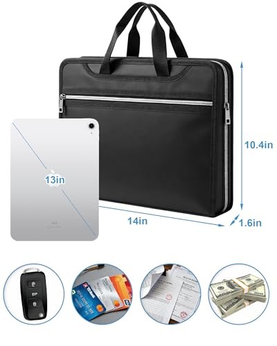 Fireproof Important Document Organizer Folio Folder - Expanding Upgraded