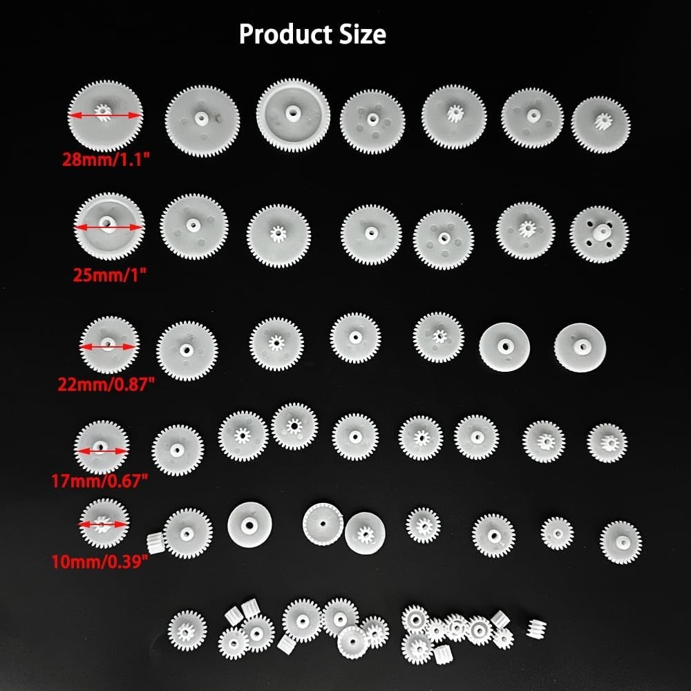 58PCS Small Gear Set: Module 0.5 for DIY Models & Robotics - Plastic Gears