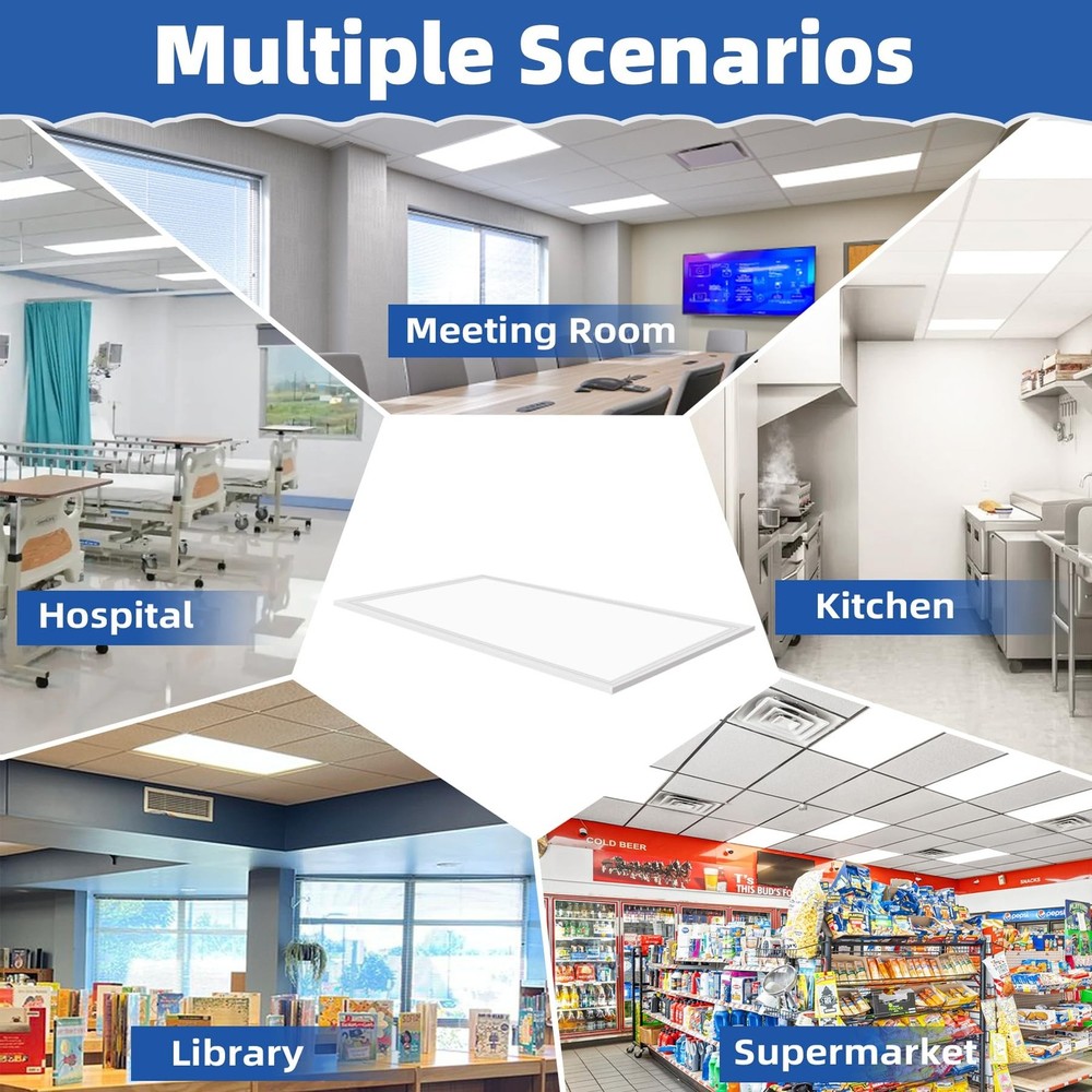 2x4 LED Flat Panel Light, 2 Pack 7800 LM Drop Ceiling Office Light Fixture, 5...