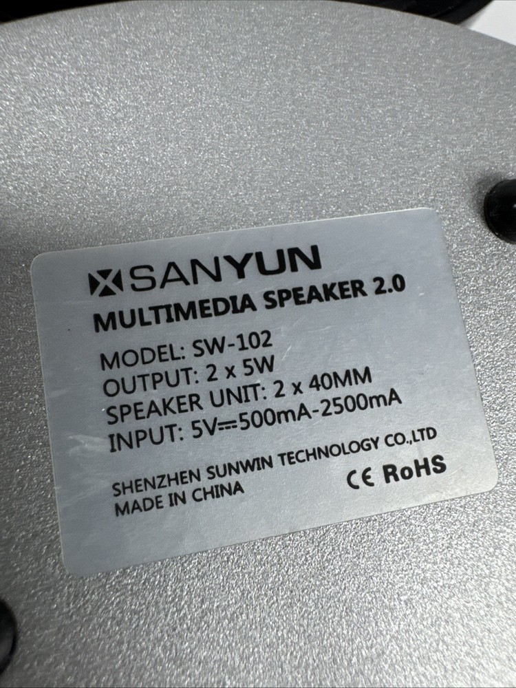 SANYUN Multimedia Computer Speakers 2.0 Model SW-102 Black USB Powered