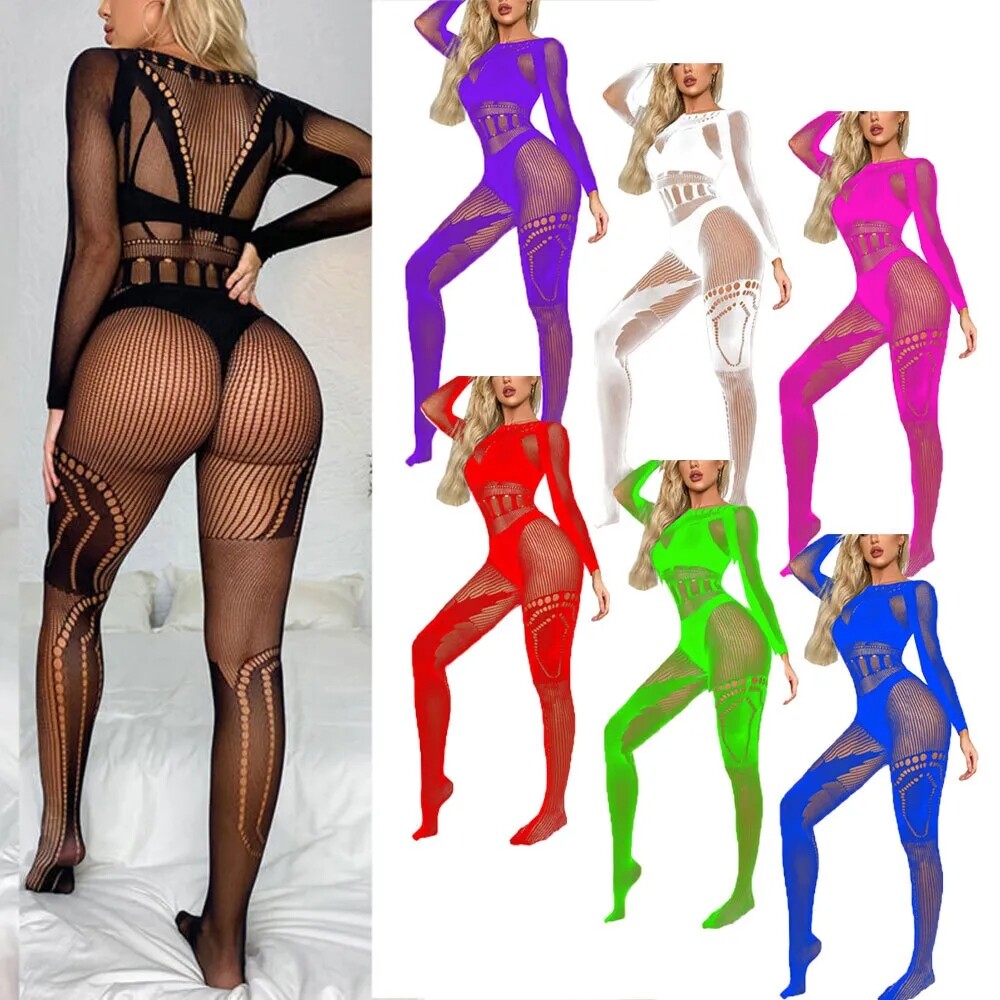 Women Bodysuit Sexy-Lingerie Fishnet Body-Stocking Babydoll Sleepwear Nightwear