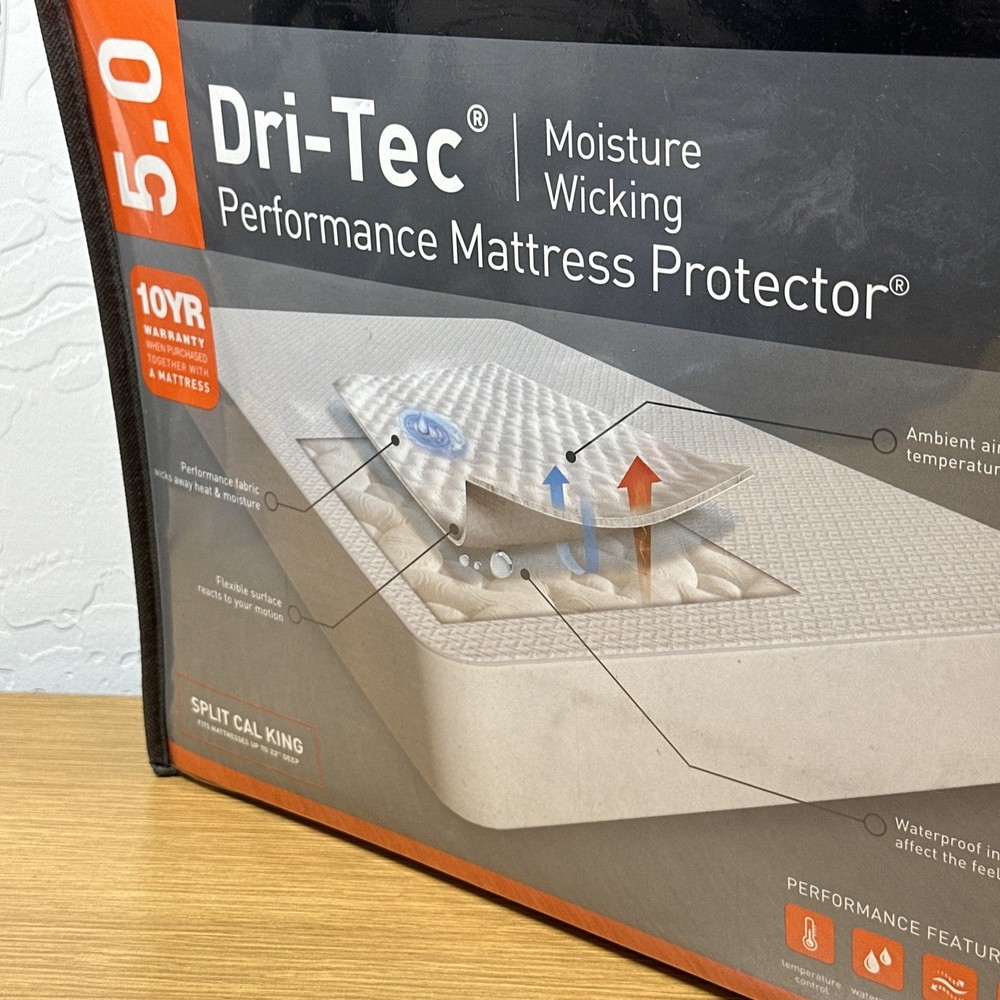 NEW Bedgear Dri-Tec 5.0 Performance Mattress Protector Split Cal King