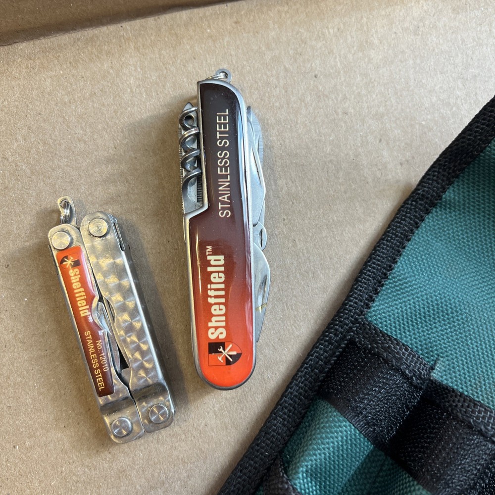 Sheffield Multi Tool pocket knife Flash Light Carrying Pouch Belt Loop