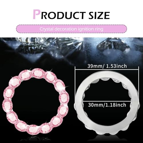 Car Bling Push Start Button Cover, Crystal Rhinestone Engine Start Stop Ring