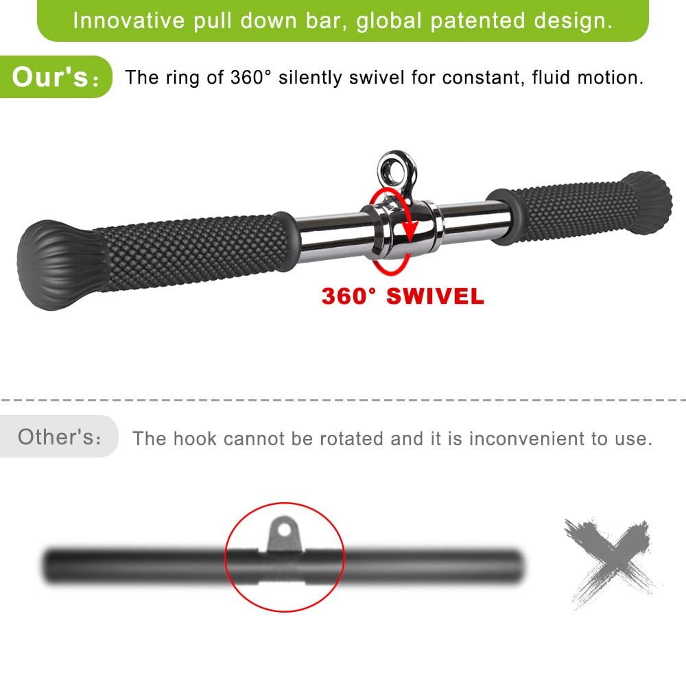 LAT Pull Down Cable Bar Machine Attachments for Gym, Rotating Straight Bar with