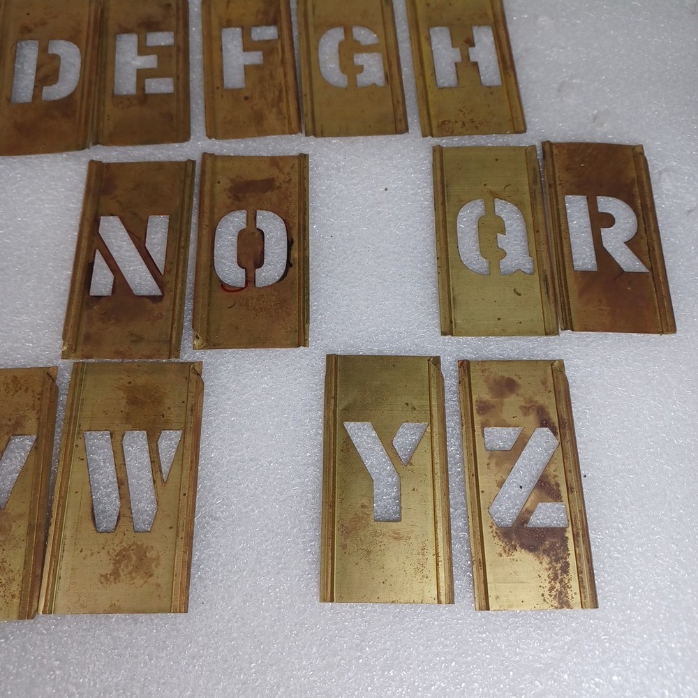 General Adjustable Interlocking Brass Stencils 1” INCOMPLETE W Box