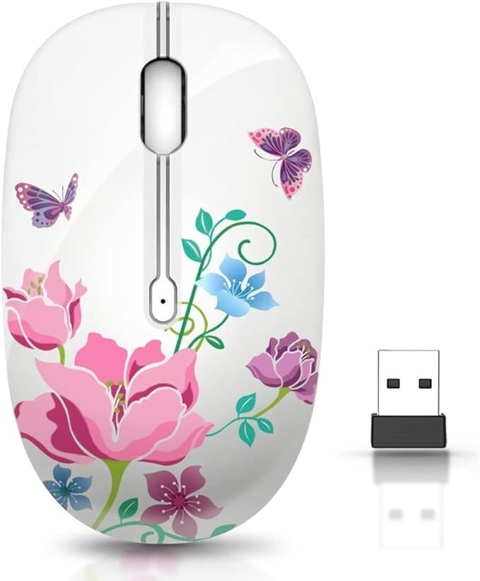 Wireless Mouse with Nano Receiver for PC Less Noise,Portable Mobile Optical Mice