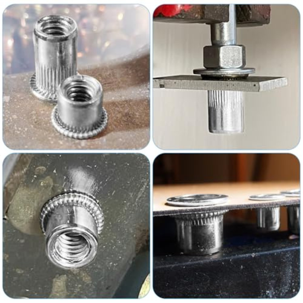100pcs M5 Rivet Nuts Stainless Steel Rivet Nuts Flat Head Threaded Insert Nutser