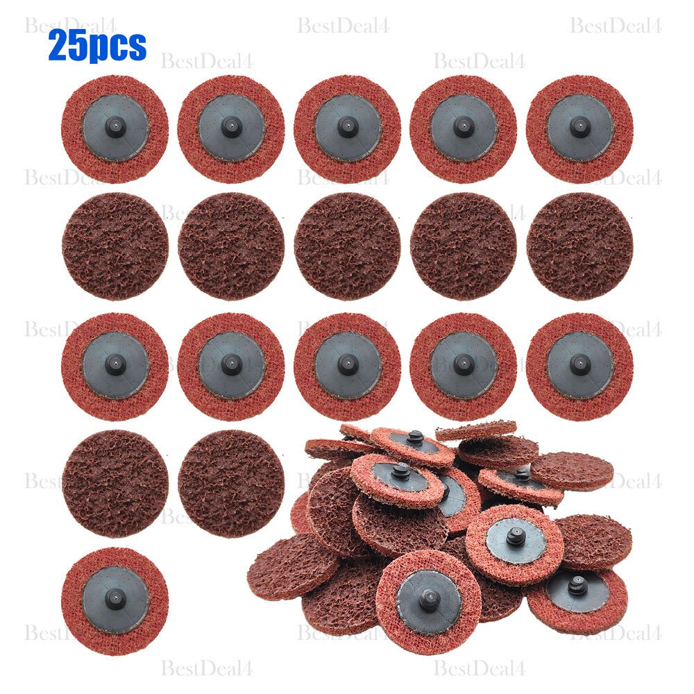 25 Pack 2" Medium Red Surface Conditioning Discs Quick Change Prep Pads US Stock