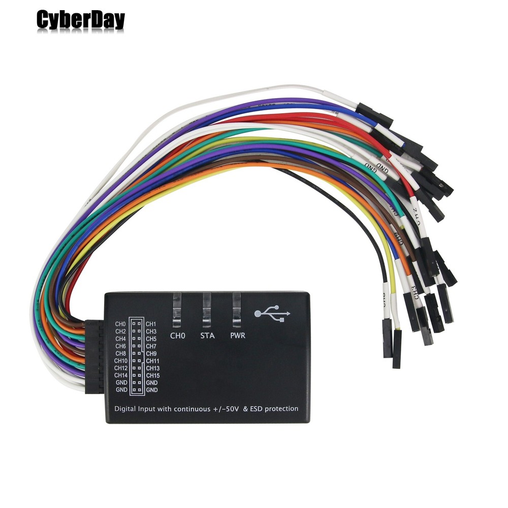 Mini 16 Logic Analyzer USB 100M Max Sample Rate 16CH 1.1.34 Support 1.2.10 【US】