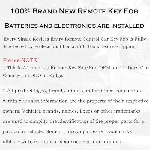 Keyless Entry Remote Start Control Key Fob Replacement Fits for Chevy