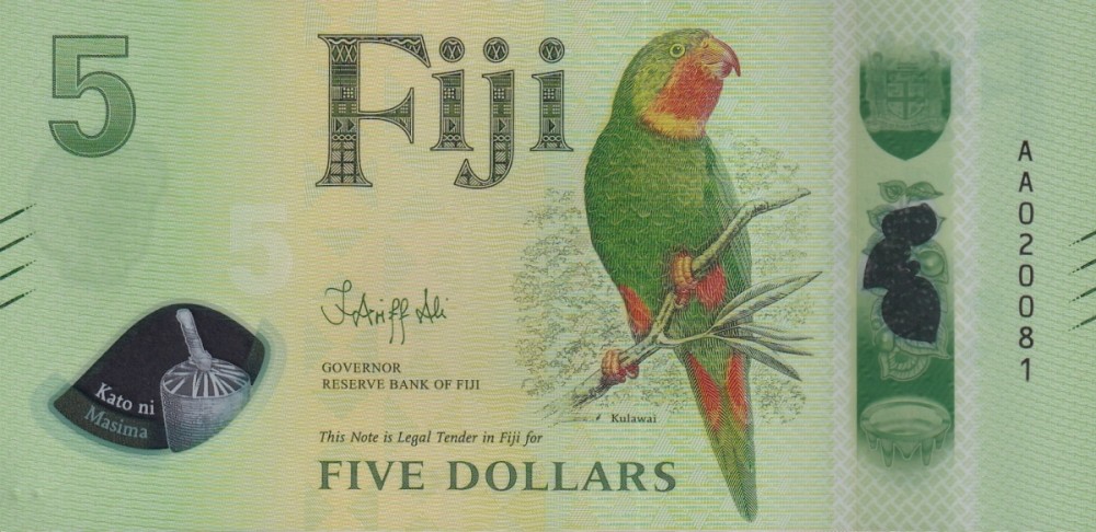 Fiji 5 Dollars 2026 P New Design Polymer UNC AA Prefix