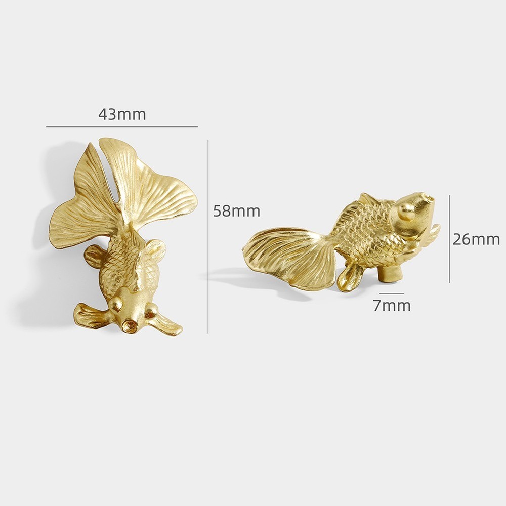 Vibrant Goldfish Cabinet Drawer Knobs Solid Brass Material Stylish Handle