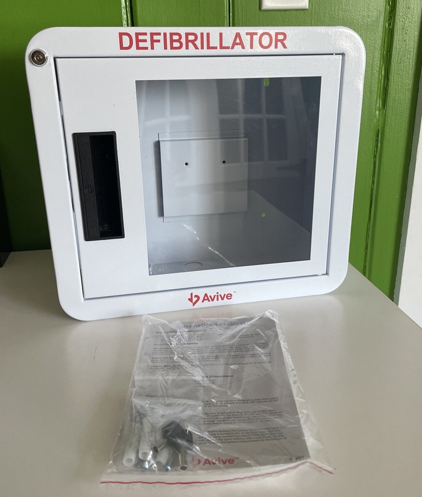 Avive AED Cabinet Wall Mount Steel Defibrillator Case Snap Lock