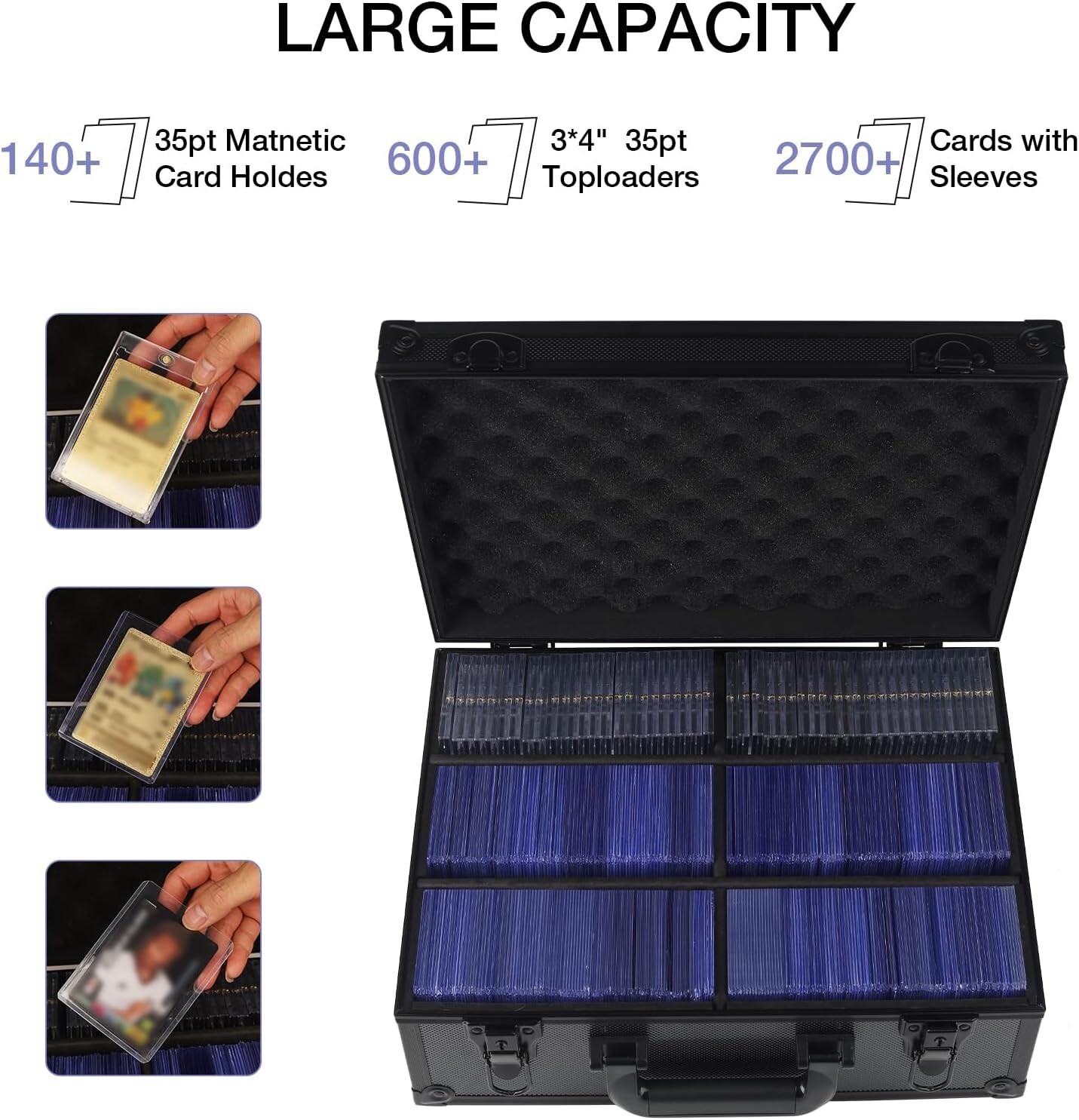 New Toploader Hard Case For 3" x 4" 35pt Sports Cards Storage Boxes Holds 600+