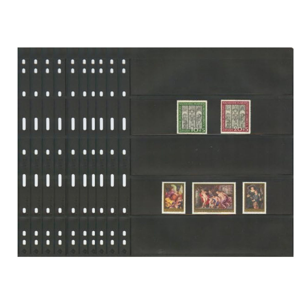 10PCS Stamp Stock Pages 5 Rows Double Side Archival Sheet Black US