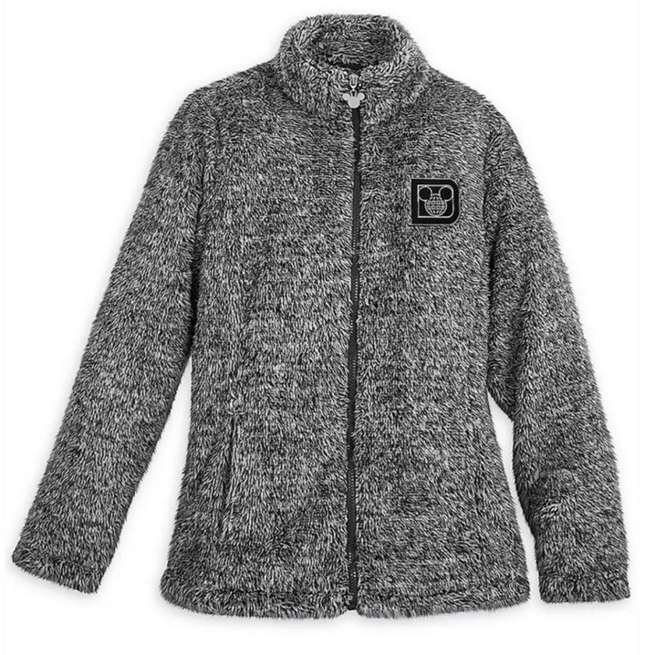 Disney Parks Mickey Mouse Fleece Sherpa Zip Up Jacket D Logo Gray Adult XL NEW