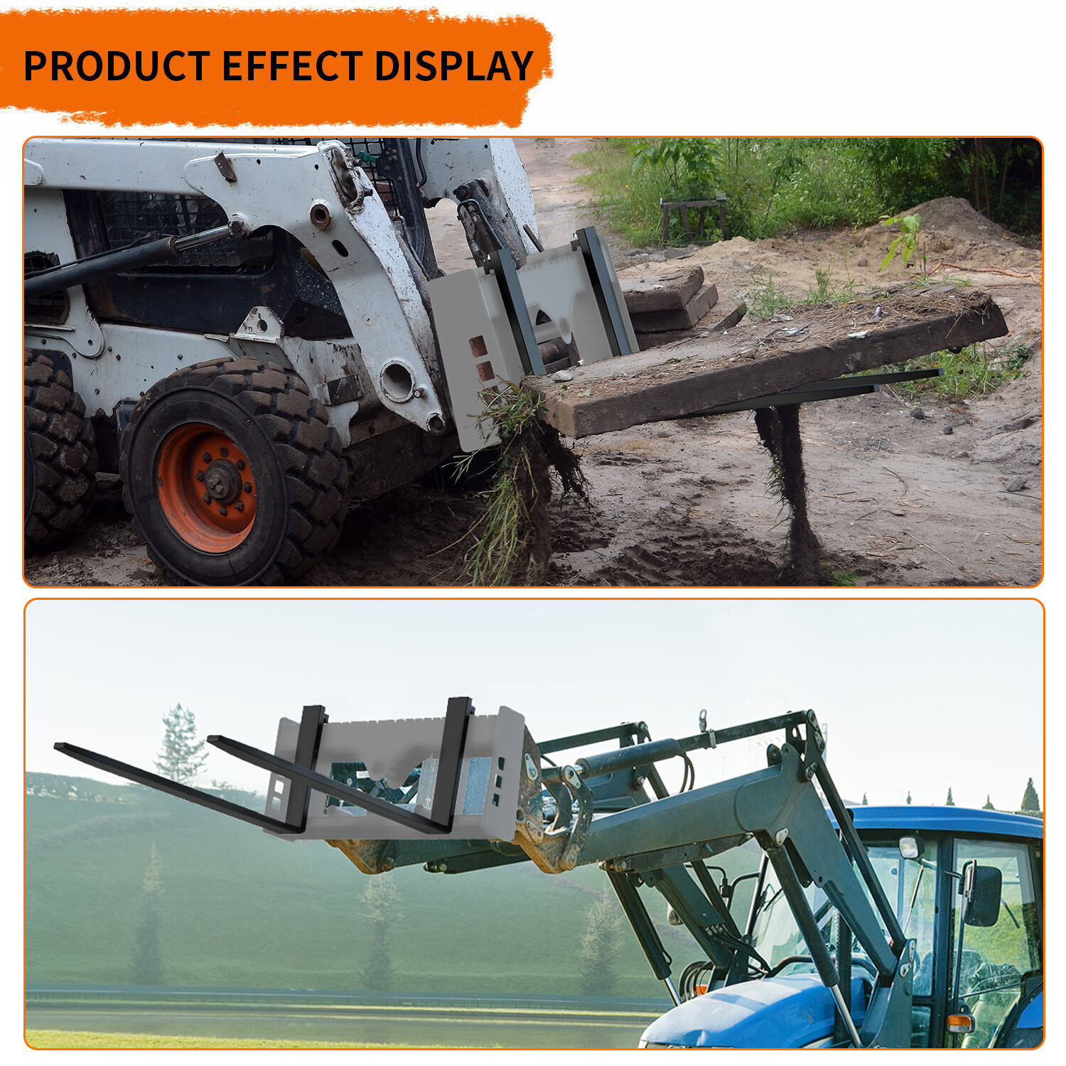 42" Pallet Fork Forklift Blades for Skid Steer Tractors Universal 2500lbs 2Pcs