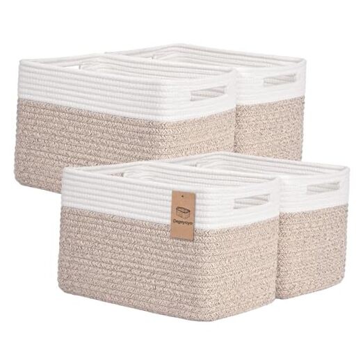 Storage Baskets for Organizing, 4 Pack Storage Baskets for Brown & White