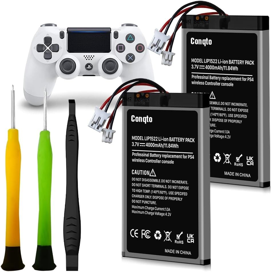 (2 Pack) Battery for PlayStation 4 Controller, [4000mAh] High Capacity 2P