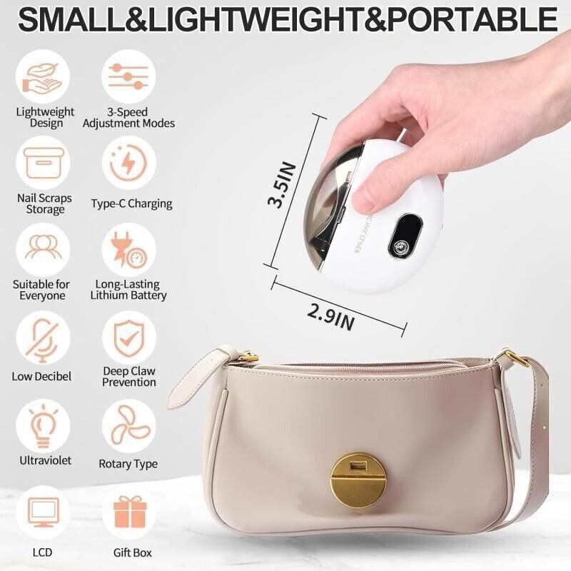 Electric Toe Nail Clippers Light Portable Trimmer Nails Cutter USB Rechargeable