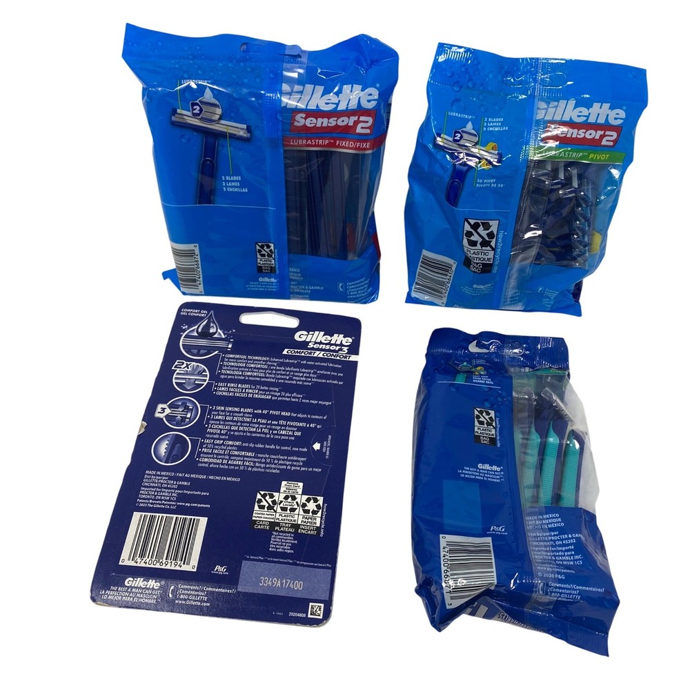 (57 Razors Total ) Gillette Sensor2 Sensor3 Disposable Razors Bundle Lot NEW