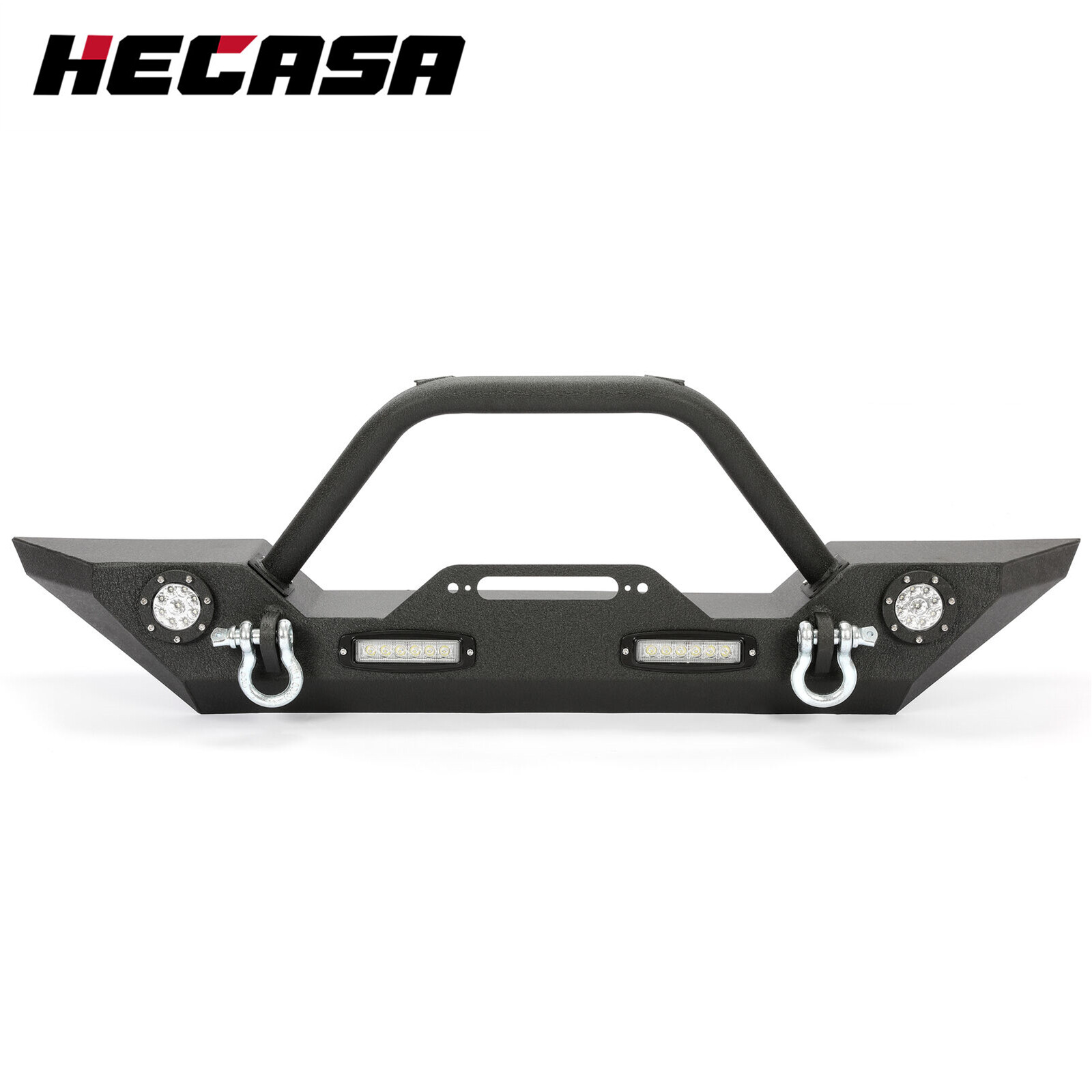 Steel Front Bumper w/LED Lights for Jeep Wrangler JK JL 07-22 Gladiator JT 20-22