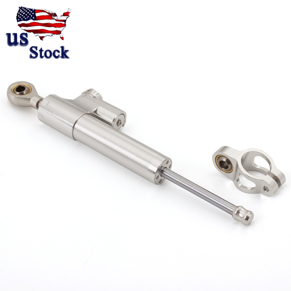 Universal Aluminum Adjustable Steering Damper Stabilizer Motorcycle Part Silver