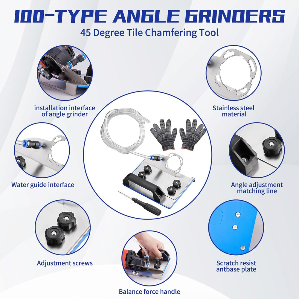 45 Degree Tile Chamfering Tool， Angle Grinder Stand for 45-Degree Chamfer Cuttin