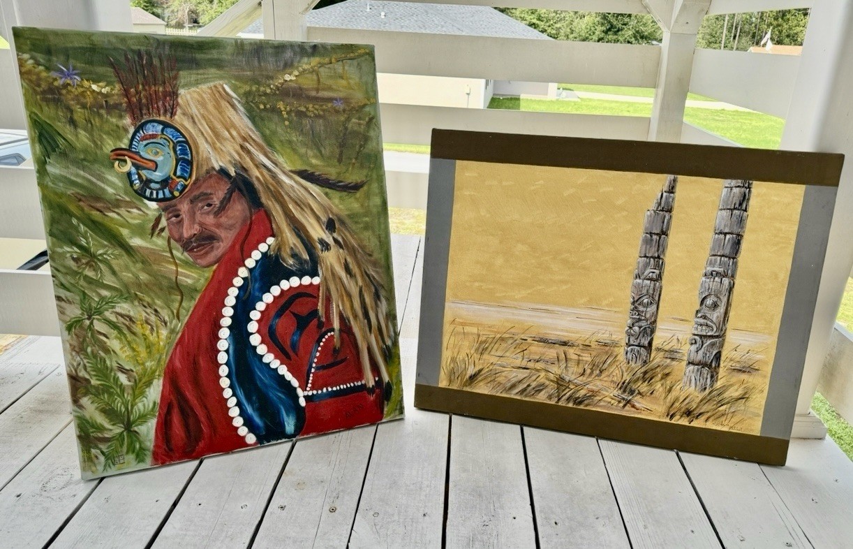 Northwest Coast Large Original Paintings On Canvas both Signed
