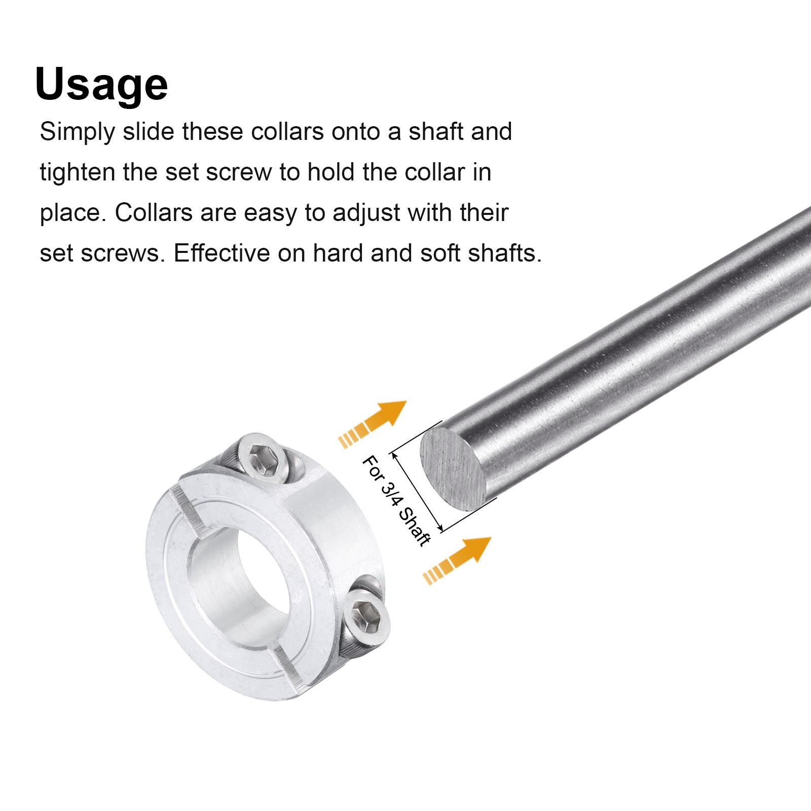4 Set Double Split Shaft Collar 3/4" Bore Aluminum Clamping Collar 1-1/2" OD