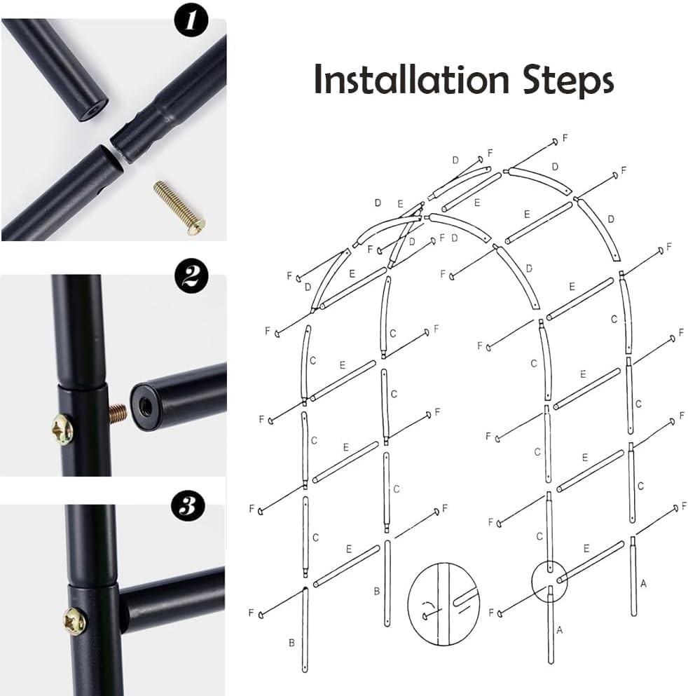 Metal Garden Arch Trellis 7.8FT for Climbing Plants Outdoor Party Decor