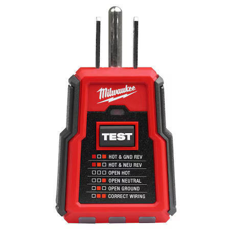 Milwaukee Tool 2223-20 Gfci Receptacle Tester, Led, No Display