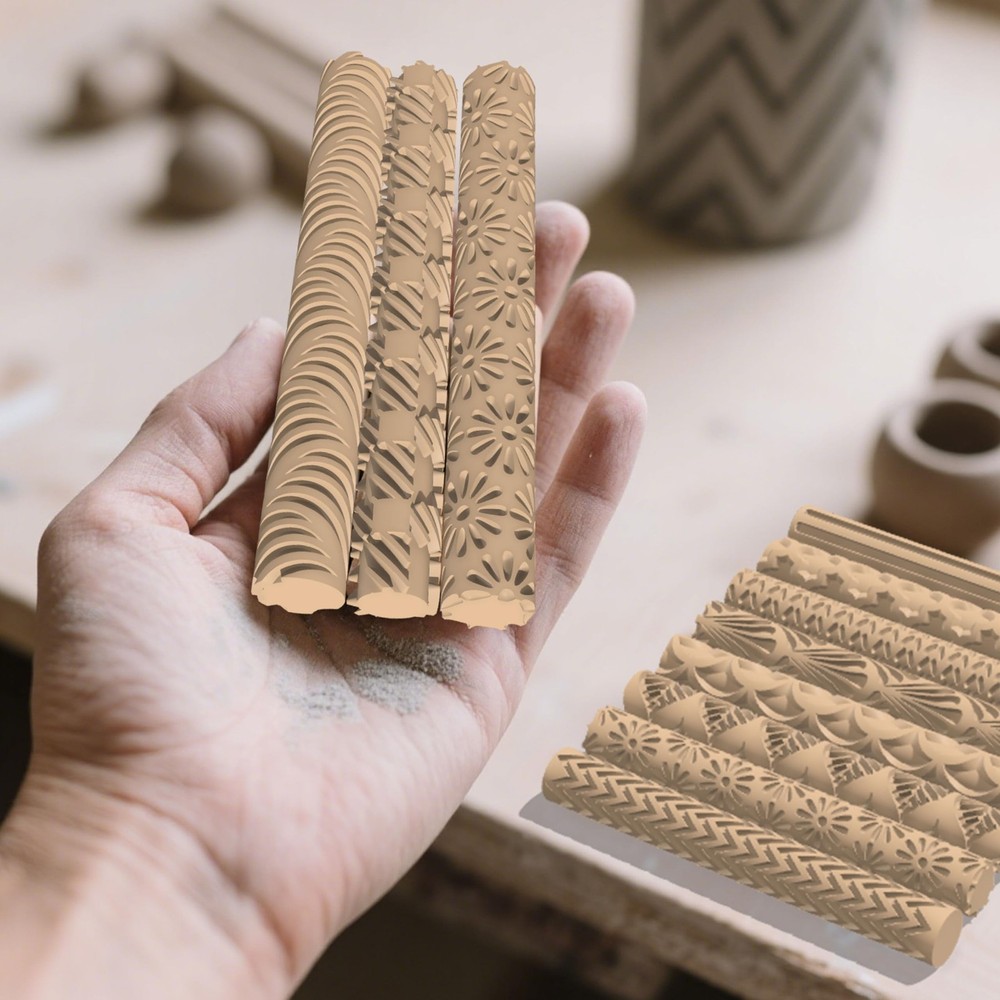 Clay Texture Rollers | 10-Pack Polymer Clay Texture Roller Set for P...